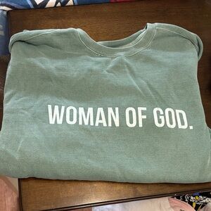 Comfort Colors Green 'Woman of God' Sweatshirt
